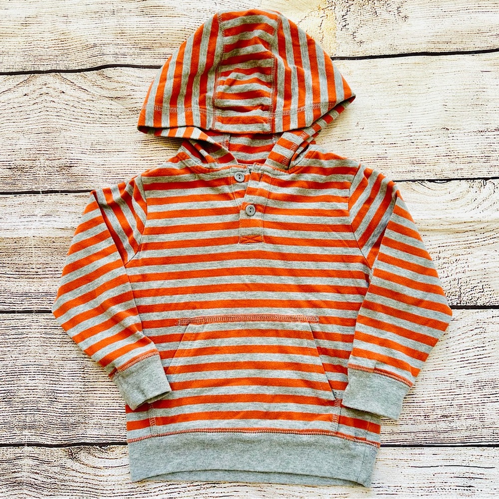Did Too! Orange Grey Striped Hooded LS T-Shirt Boy’s Sz 3